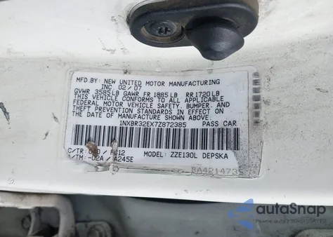 2007 Toyota Corolla S z USA, uszkodzony, nr VIN 1NXBR32EX7Z872385